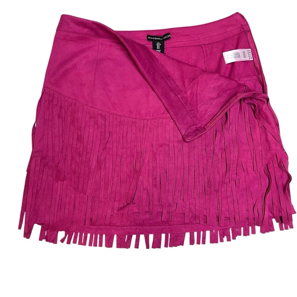 Pink Tier Fringe Women's Skirt. Size L. - Picture 3 of 6
